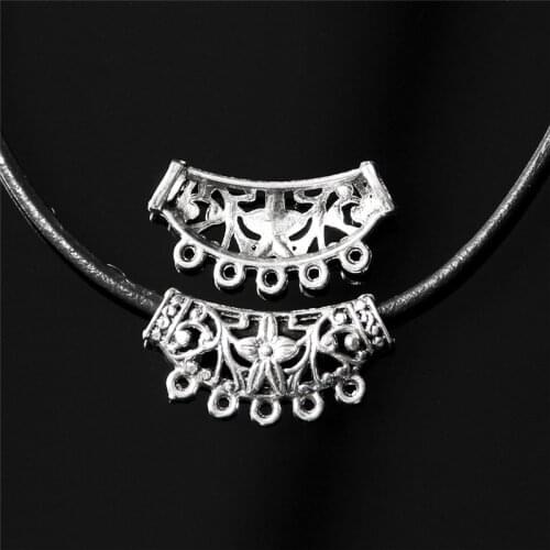 6Pcs Tibetan Silver Hollow Flower Spacer Beads DIY Handmade Jewelry Making Accessories Necklace Pendant Connector Base