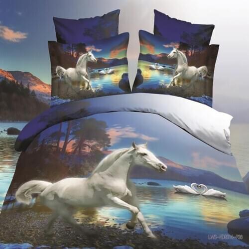 Heaven horse fairy bedding set duvet/doona cover bed sheet pillow cases 4pcs queen size velvety bedclothes