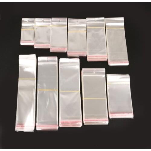 200 pcs Clear Self Adhesive Seal Plastic Packaging Bag Storage Bags Resealable Cellophane OPP Poly Bags Hang Hole