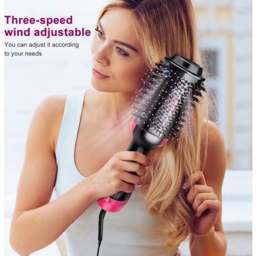 Dropshipping 2 IN 1 One Step Hair Dryer Hot Air Brush Hair Care Straightener Curler Comb Roller Electric Ion Blow Dryer Brush