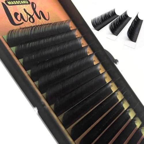 MASSCAKU fast ship 16rows/case Mix Premium Natural Classic Eyelashes Individual Eyelash Extension Makeup Maquiagem cilios
