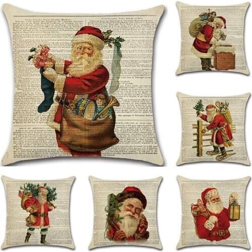 Christmas Cushion Cover Santa Claus Pillowcase Sofa Polyester Pillow cases Christmas Decoration For Home Decor Pillow Cover