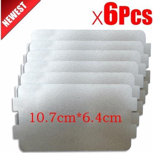 6pcs 10.7cm*6.4cm Spare parts thickening mica Plates microwave ovens sheets for Galanz Midea Panasonic LG etc. magnetron cap
