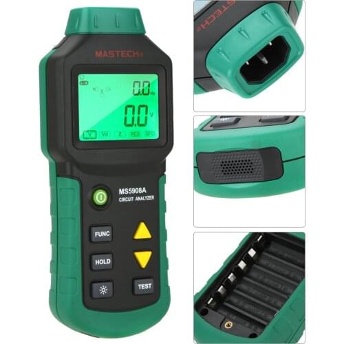 MASTECH MS5908C LCD Digital Circuit Analyzer Voltage GFCI RCD Fault Tester Low Voltage Line Fault Test Meter Circuit Tester