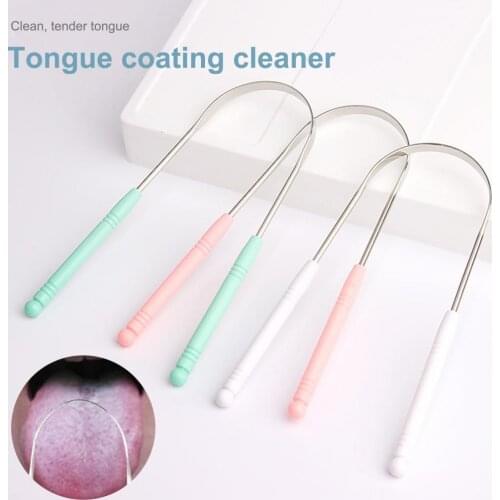 3Pcs/Set U-Shaped Tongue Cleaner Anti-Slip Handle Stainless Steel Tongue Scraper Oral Brush Cleaning Tool for Adult