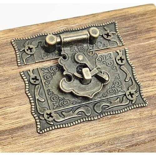 2Pcs New Antique Bronze Padlock Lock Jewelry Wood Box Latch Hasp Vintage Decorative Gift Box Suitcase Hasp Furniture Clasp Lock