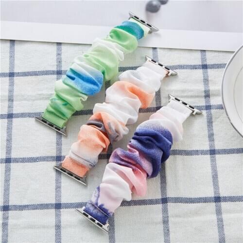 Women Scrunchie Straps for Apple Watch Series 6 SE 5 4 3 Women Elastic Watchband 42mm 38mm Watch Strap 44mm 40mm for iwatch