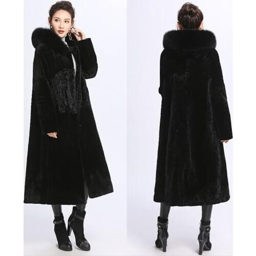 Shearling Real Fur Sheep Winter Coat Women Vintage Long Coats Womens Clothing Abrigos Mujer Invierno 2020 8068 YY792