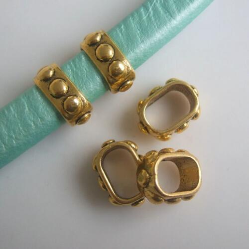 10 Pcs Antique Gold Dot Jewelry Beads Slider Spacer For 10x6mm Licorice Leather Jewelry Making