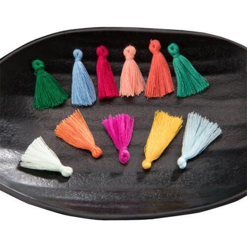 200Pcs Color Mini Tassel Fringe Pendant DIY Party Cotton Cords Tassels Trim Garments Curtains Jewelry Decor Small Tassels Lace