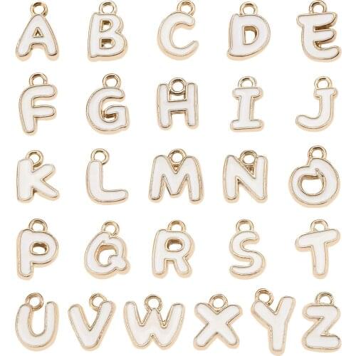 26Pcs/set Alphabet Alloy Enamel Charms Golden Plated Letter A~Z Pendants For Handmade Earrings Necklace Jewelry Making Accessory