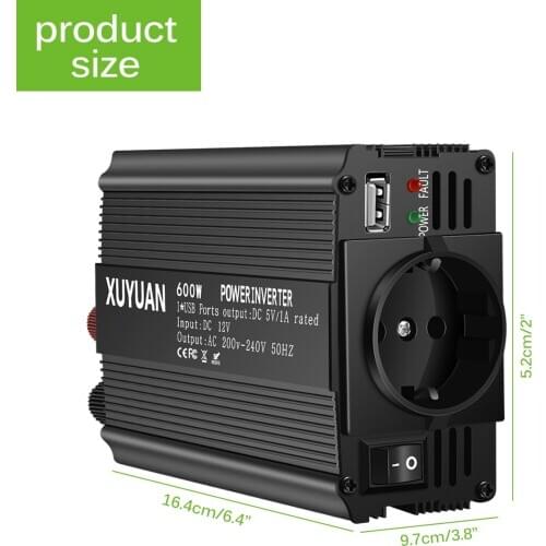 AOZBZ AC 12V To 220V 600W Auto Car Power Converter Inverter Adapter Charger Power Converter EU Socket Car Inverter