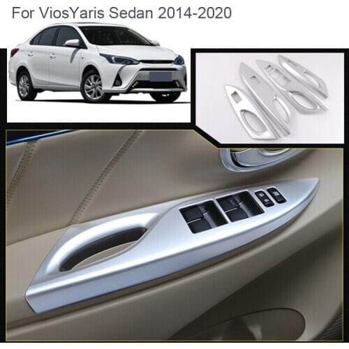 Car Window Lift Switch Panel Trim Inner Door Armrest Cover Trim for Toyota Vios/Yaris Sedan 2014-2018