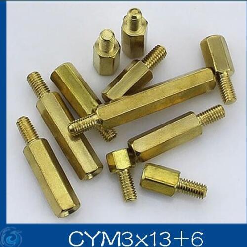 Free shipping M3*13+6mm Column M3 Single head angle of six pillars/Brass screw/Six angle separation column/M3-Series Screw cap