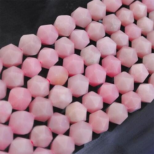 5-10mm Natural Pink Opal Stone Beads Round Faceted Loose DIY Beads For Jewelry Making Beads Accessories 15'' Women Gift