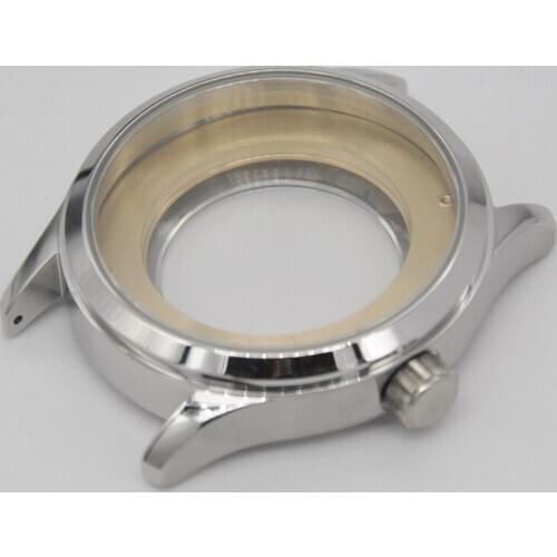 Men Watch case part 42mm sapphire glass polished 316L Stainless Steel case fit ETA 2836 MIYOTA 8215 821A 8205 dg2813 movement