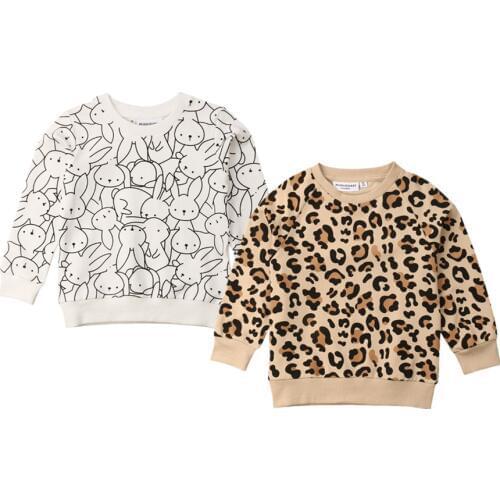 Citgeett Spring Easter Kids Baby Girl Boy Bunny Long Sleeves Leopard Print T-shirt Sweatshirts Jacket Coat Autumn Clothing
