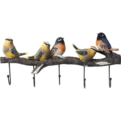 American Resin Bird Decorative Coat Hook Ornaments Door Wall Hanger Hat Hook Wall Mural Crafts Porch Key Hook Wall Hanging Decor