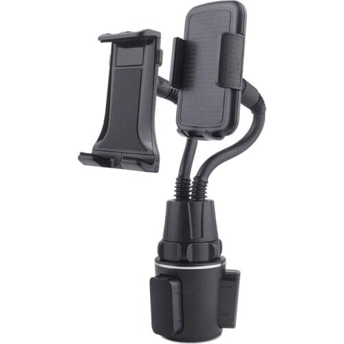 63HD Dual Phone Cradle Flexible Gooseneck Car Cup Phone Holder Mount for 4-13" Tablet