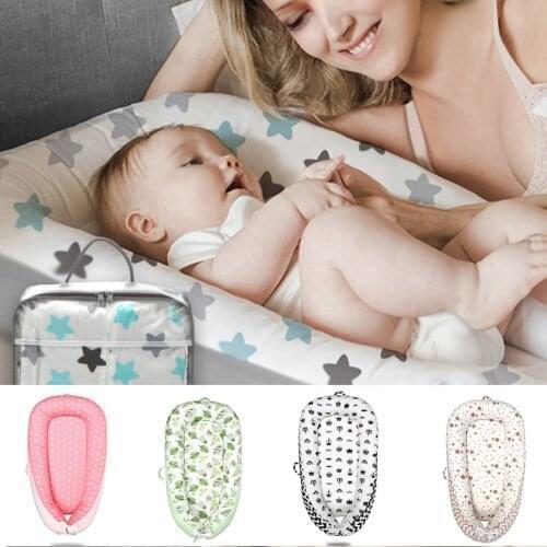 85*50cm Baby Nest Bed with Pillow Portable Crib Travel Bed Infant Toddler Cotton Cradle for Newborn Baby Bed Bassinet Bumper