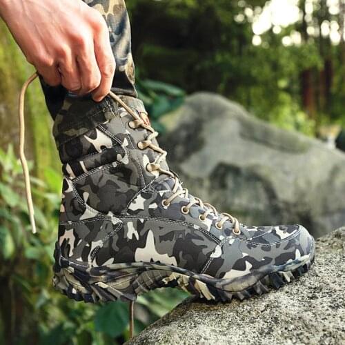 Camouflage Tactical Military Boots Men Hunting Army Boots Ultralight Combat Training Trekking Shoes Jungle Hiking Wlaking Shoes