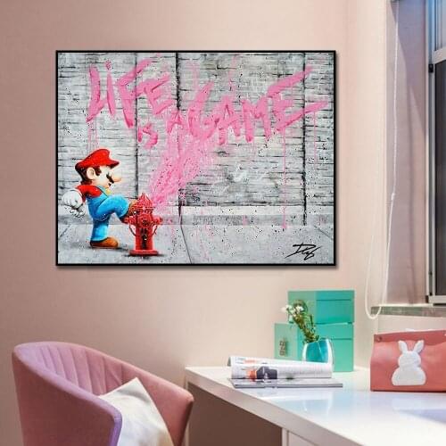Modern Graffiti Art Life Is A Game Canvas Painting Poster Print Wall Art Picture For Living Room Home Decor Frameless