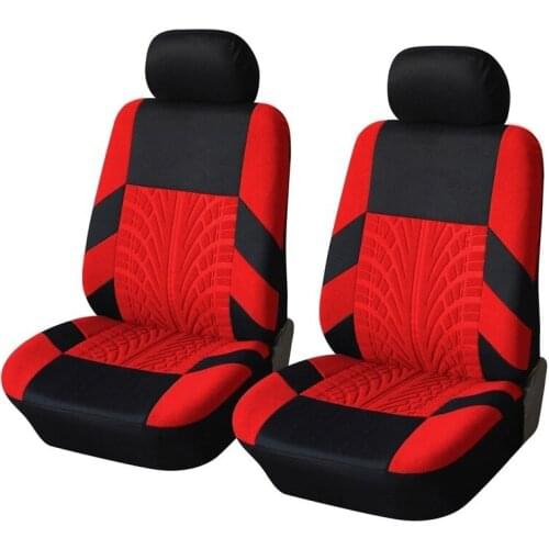 2pcs Full Car Seat Covers Set Universal Polyester Fabric Auto Protect Covers Car Seat Protector Red for Women Girls
