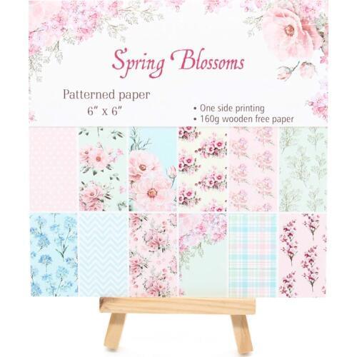 KSCRAFT 12pcs 6" Single-side Printed Spring Blossoms pattern creative papercraft art paper handmade scrapbooking kit set book