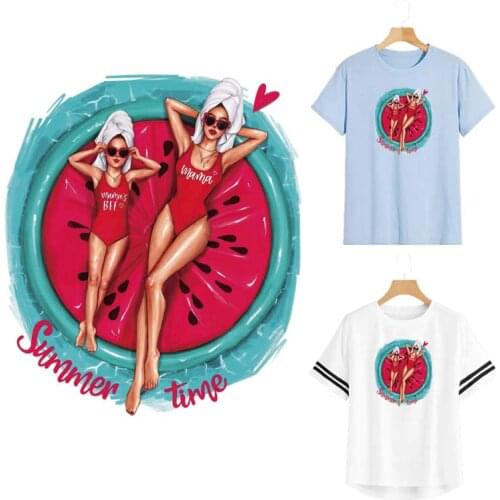 Summer Time Appliques Funny Transfers Clothes Decoration Diy Accessory New Design Washable Print On T-Shirt Patches For Clothing