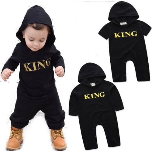 Fahion Boy Newborn Infant Baby Boy Kid King Short Sleeve Hooded Romper Jumpsuit Clothes Outfits Hot 0-24M