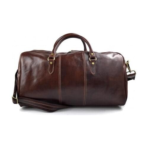 Mens leather duffle bag brown shoulder bag travel bag luggage weekender carryon cabin bag