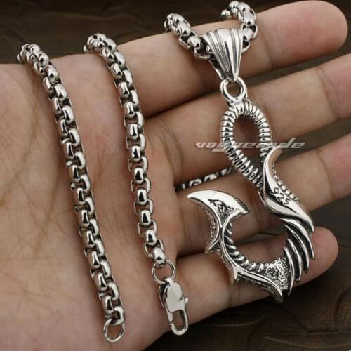 Shiny Fashion Pendant Solid 925 Sterling Silver Cool Mens Fish Hook Pendant 8A019