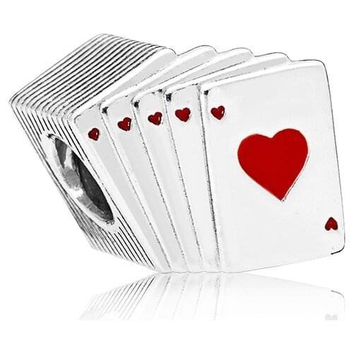 New Original Alloy Bead Poker Charm Fit Pandora Bracelet Bangle Necklace DIY Women Jewelry