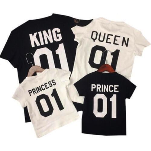 Dad Mom Kid Matching Outfits Family Look Mommy and me Clothes Mother Daughter Dresses Fashion T-Shits King Queen Prince Princess