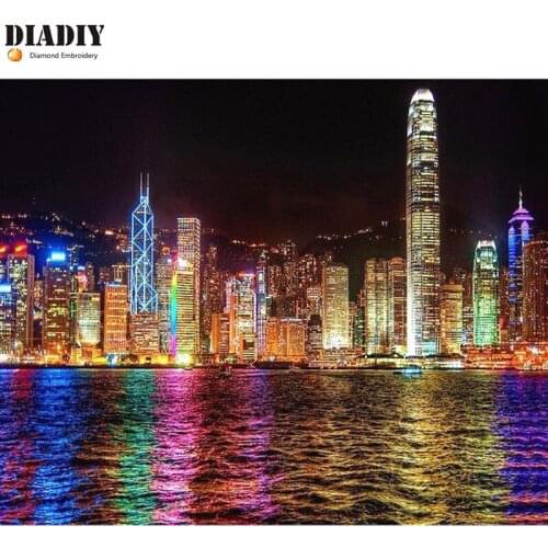 Full round drill Diamond embroidery night city landscape 5D DIY diamond painting cross stitch Rhinestone mosaic decoration