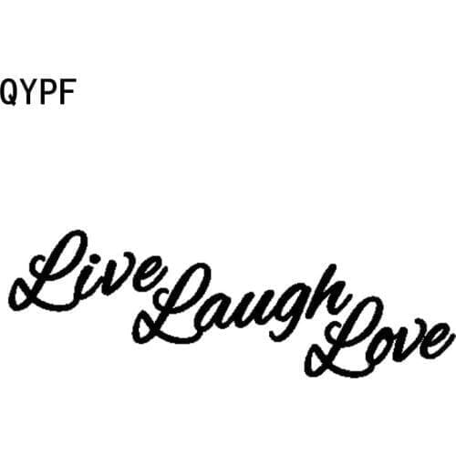 QYPF 16CM*5.3CM Fashion Retro-reflective LIVE LAUGH LOVE Vinyl Car Sticker Decal Black Silver C15-1975