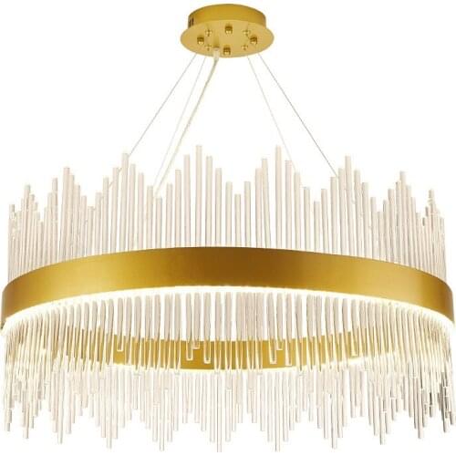 Luxury Gold Pendant Lights Led G9 Glass Tubes Pendant Lamps for Villa Restaurant Living Room Fixtures Hanging Lamp