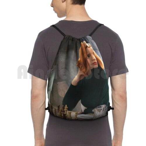 The QueenS Gambit Anya Taylor Backpack Drawstring Bag Riding Climbing Gym Bag Queen Queens Gambit The Queens Gambit Beth