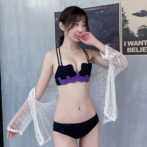 Sexy Strapless Lace Underwear Women Without-rim Gather Small Chest Bra Adjustable Seamless Push Up Brassiere Section Received