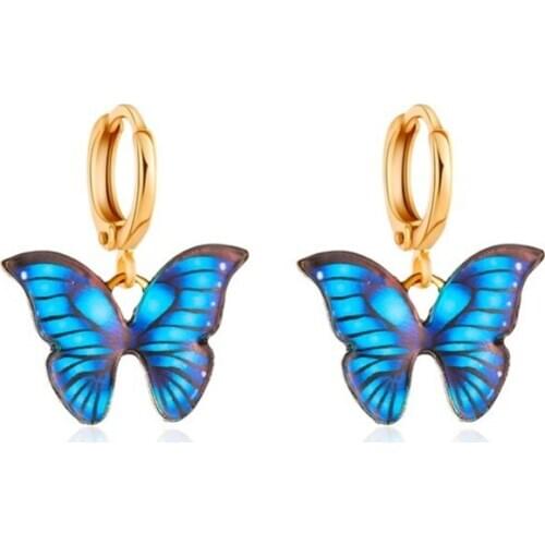 Blue Black Pink Butterfly Sleeper Alloy Drop Earrings Dangle Earrings For Women Jewelry Accessories