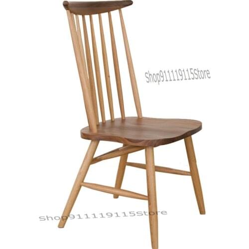Nordic Solid Wood Dining Chair Japanese Classic Log Back Chair Modern Simple Household