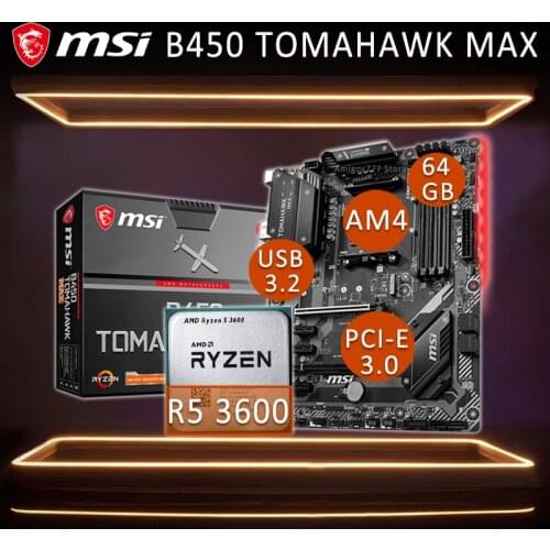 Socket AM4 MSI B450 TOMAHAWK MAX Gaming Motherboard With AMD Ryzen 3600 Motherboard Combo 3.6GHz AMD B450 Gaming Placa-mãe AM4