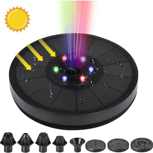Solar Fountain Colorful LED Lights Swimming Pools Fountain 7V 3W Solar Fountain Garden Ump Swimming Pools Pond Lawn Decor Hot