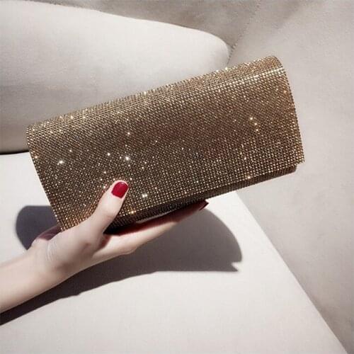 Rhinestones Women Evening Bag With Chain Shoulder Messenger wedding Purse Handbags Day Clutches Bag gold clutch bag money clutch