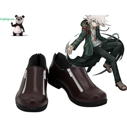 Super Danganronpa 2 Komaeda Nagito Brown Cosplay Shoes Long Boots Leather CosplayLove For Halloween Christmas