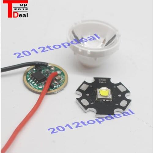 1set CREE Xlamp XML2 XM-L2 T6 U2 10W WHITE High Power LED Emitter on 20mm star pcb +driver+lens For Flashlight DIY