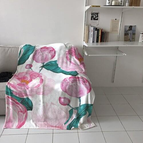 Bedroom Warm Blankets Pink Flower Spring Bloom Sofa Throw Blankets Childrens Baby Soft Blankets Airplane Portable Blanket
