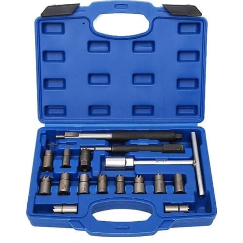 Universal 17Pcs Vehicle Truck Diesel Injector Seat Cutter Cleaner Set Tools