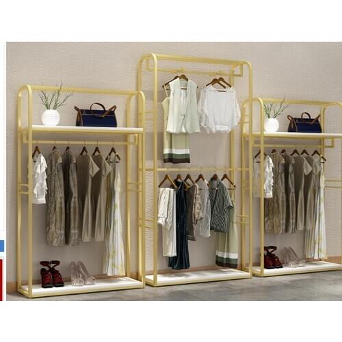 Clothing store display rack double floor type combination hanging clothes rack hanging clothes pole mens and womens clothing