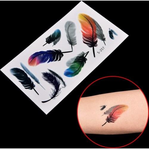 Waterproof Small Fresh Goose Feather Color Temporary Tattoos Stickers DIY Body Art Beauty Makeup
